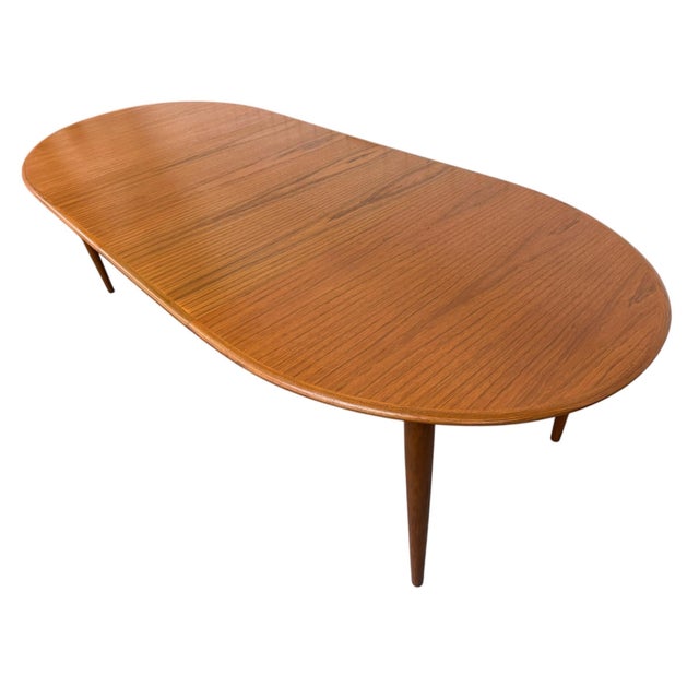 Brown Vintage Danish Modern Oval Teak Dining Table - Refinished! For Sale - Image 8 of 9