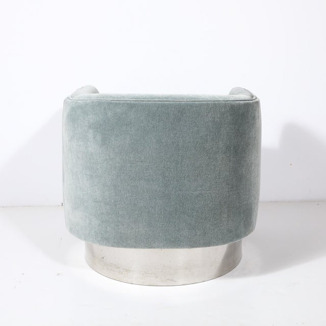 Mid-Century Aluminum & Powder Blue Velvet Swivel Chairs by Leon Rosen for Pace For Sale In New York - Image 6 of 8