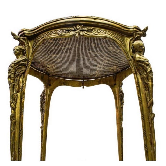 Stone French Louis XV Style Bronze & Marble Table Early 20th Century For Sale - Image 7 of 12