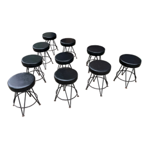 Set of 10 Fredrick Wineberg Style Iron Swivel Stools