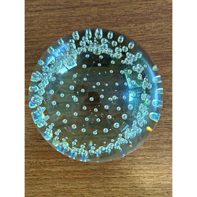 Vintage Blown Clear Controlled Bubble Art Glass Sphere Paperweight - 3.5" For Sale In Los Angeles - Image 6 of 6