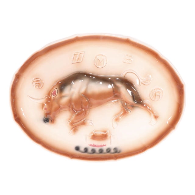 Marcia of California Longhorn Bull Platter Model J119 Circa 1950/60's For Sale