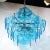 Metal Modernist Pagoda Form Hand-Blown Cerulean Blue Murano Glass Chandelier For Sale - Image 7 of 12