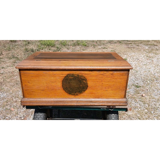 American Antique Oak 4 Drawer Lift Top Spool Cabinet Desk 1890s For Sale - Image 3 of 12