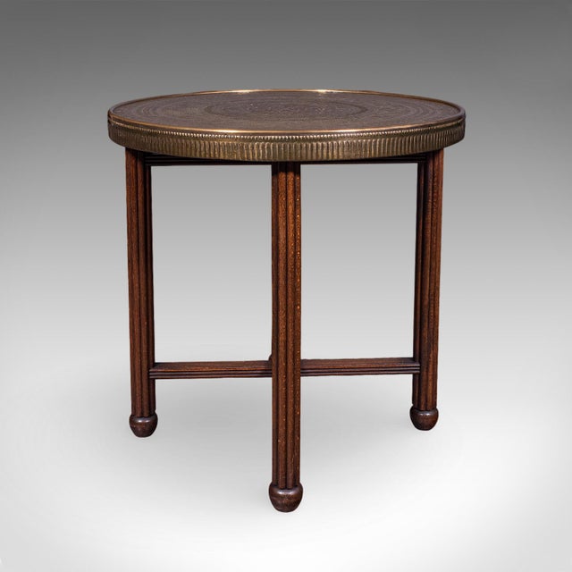 Art Deco Vintage Campaign Table, Middle Eastern, Beech, Brass, Berber, Folding, Art Deco For Sale - Image 3 of 12