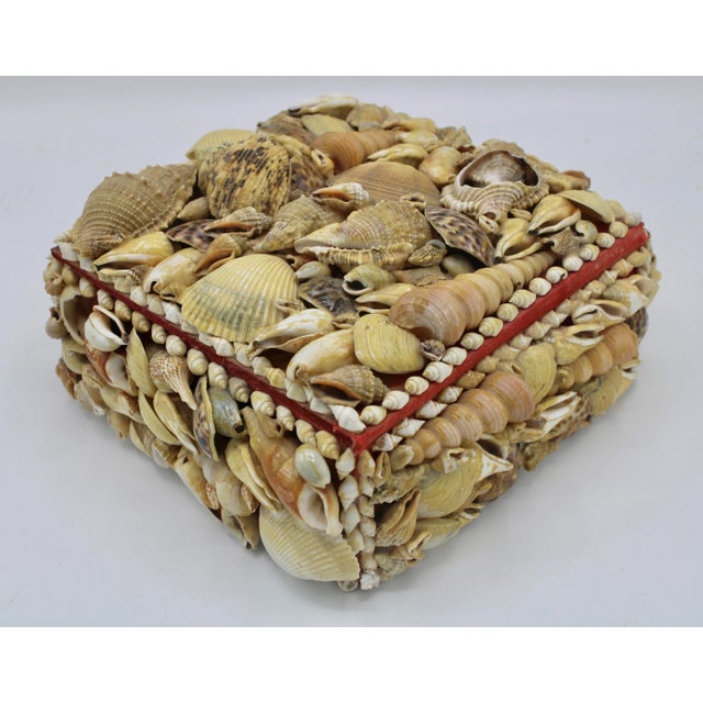 Large Vintage Seashell Encrusted Jewelry Box For Sale - Image 4 of 12