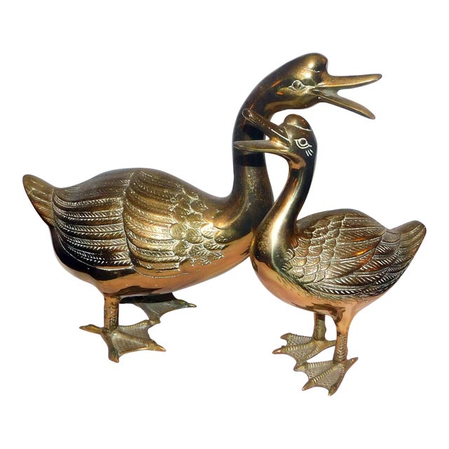 Mid-Century Brass Ducks - a Pair For Sale