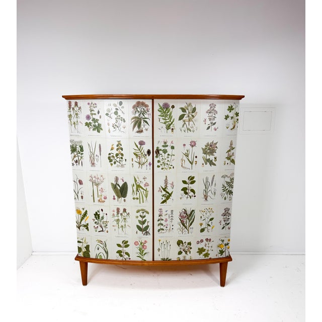 1950’s Swedish Curved Front Cabinet With Nordens Flora Illustrations For Sale - Image 13 of 13