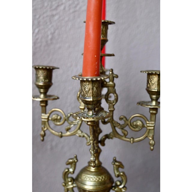 Napoleon III Baroque Brass Candlesticks, 1890s, Set of 2 For Sale - Image 4 of 13