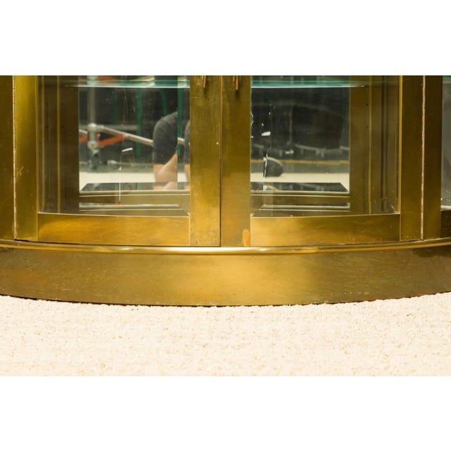Brass Mastercraft Brass Illuminated Demilune Vitrine Cabinet, 1970s, Signed For Sale - Image 8 of 16