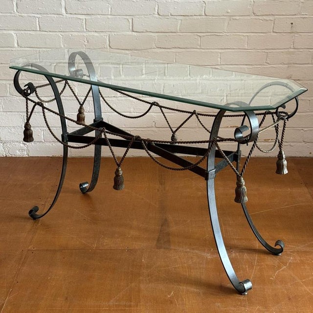 Metal and Glass Console Table with Rope Tassel Detailing For Sale - Image 9 of 9