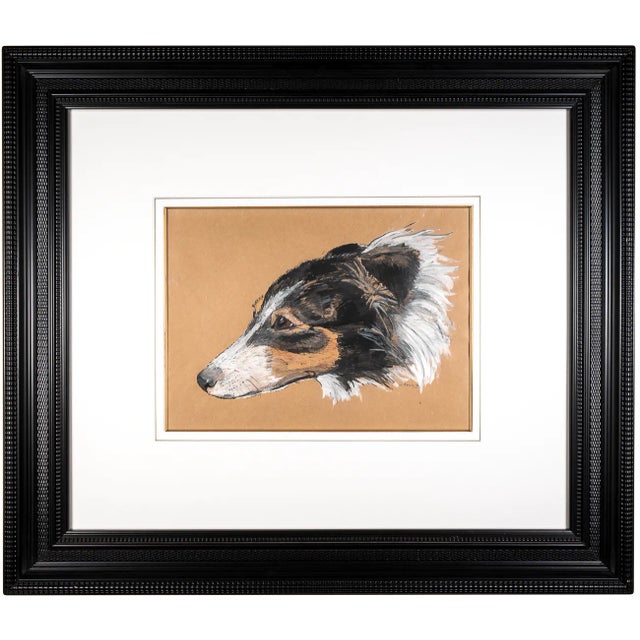 English Early 20th Century Wolfhound Portrait Mixed-Media Drawings on Paper, Framed - a Pair For Sale - Image 3 of 7