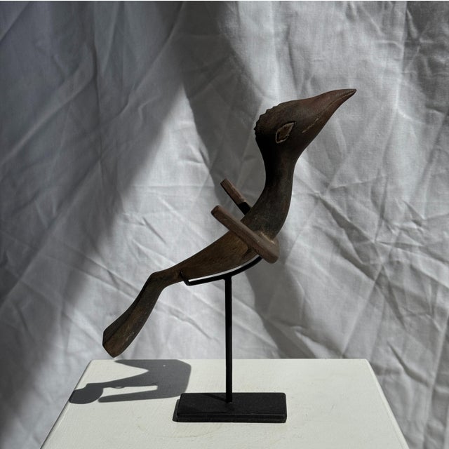 Traditional Indonesian Decorative Wooden Bird on Base For Sale - Image 10 of 17