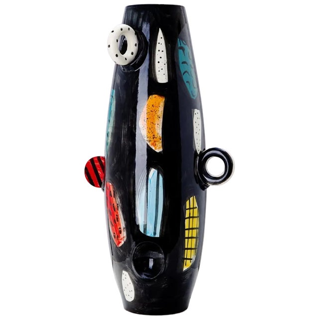 Painted Teresa Ceramic Vase by Malwina Konopacka For Sale