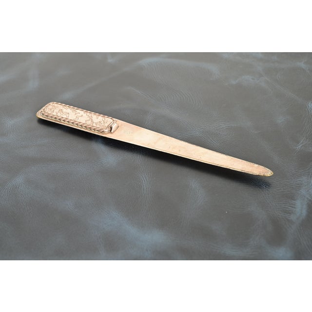 A gorgeous antique Arts & Crafts period acid silver finished hammered copper letter opener By Roycroft (signed with...