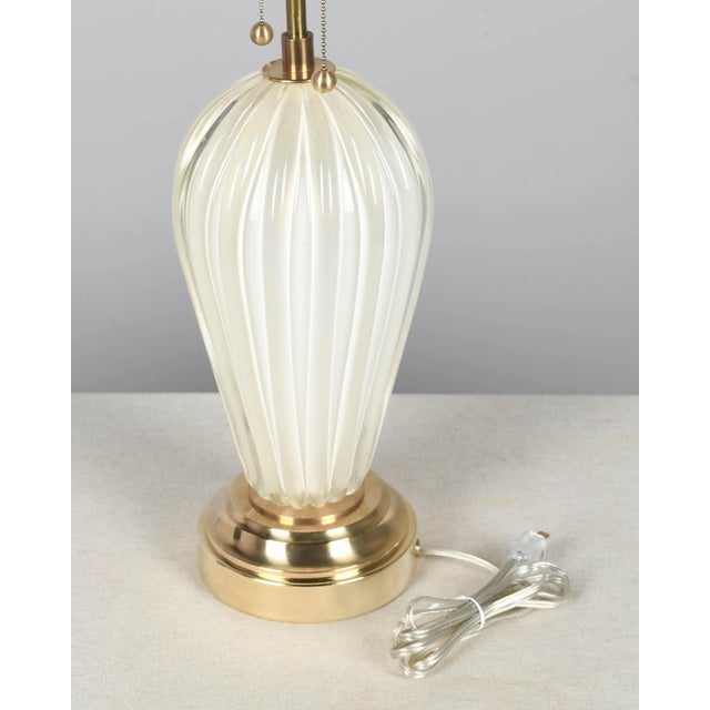 Archimede Seguso Seguso White Murano Glass Mid Century Lamp For Sale - Image 4 of 11