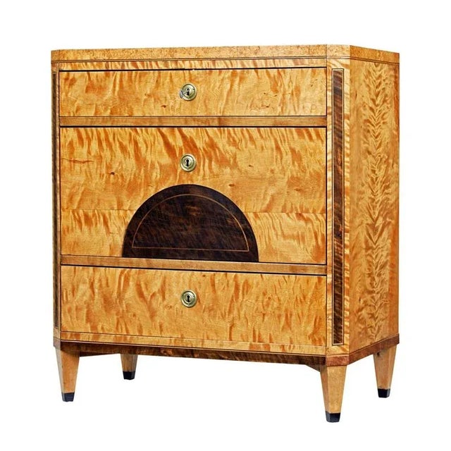 Swedish Biedermeier Inlaid Birch Chest of Drawers For Sale - Image 9 of 9