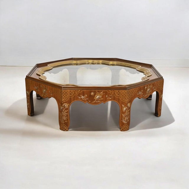 This is a Baker Furniture Collector’s Edition tray top coffee table with burl walnut. The tray is removable, and the...