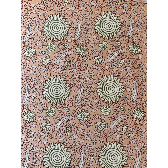 Pierre Frey Pierre Frey Semi Kalamkar in Petrole 2 6/8 Yards Cotton Fabric For Sale - Image 4 of 5