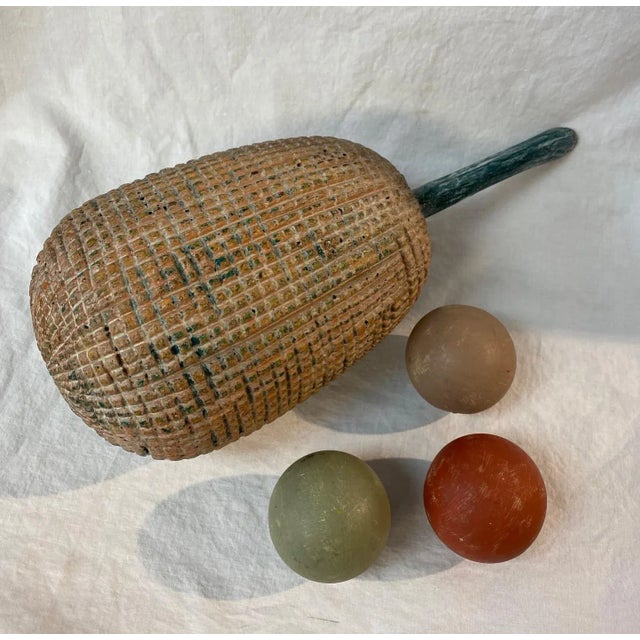 Vintage 1980s Wood Carved Jackfuit/Durian and Round Fruits - 4 Pieces For Sale - Image 10 of 10