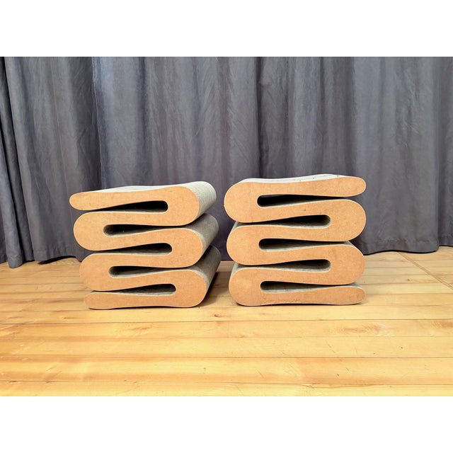 A pair of Wiggle stools by Frank Gehry for Vitra from the 1990s. In good original condition. This iconic design from 1972...