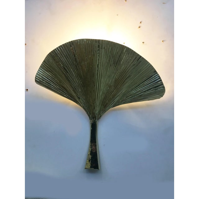 Brass Handmade Wall Sconces Lamps in Leaves Brass - Set of 2 For Sale - Image 8 of 9