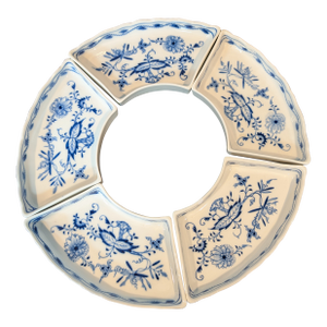 Antique Meissen Blue Onion 5-Piece Crescent Hors D’Oeuvre Set – Crossed Swords Mark