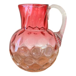 Large Antique Rubina Inverted Thumbprint Pitcher For Sale