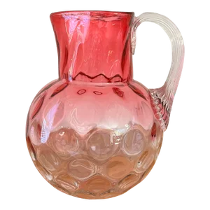 Large Antique Rubina Inverted Thumbprint Pitcher