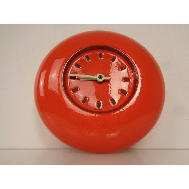 Orange Pop Art Ceramic Wall Clock, 1970s For Sale - Image 6 of 16