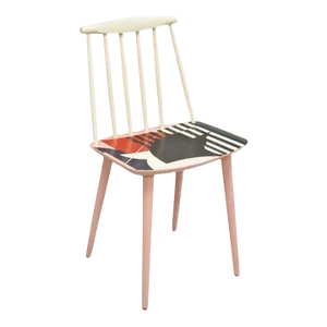 Late 20th Century Folke Pålsson J77 Dining Side Chair Abstract Hand Painted Signed Kmac by Hay
