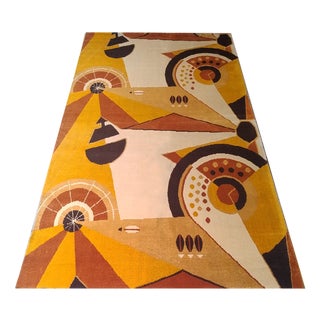 Constructivist Mechanical Futuristic Rug, France, 1950s For Sale