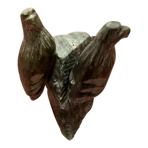 2002 a Pair of Eagles, Signed Carved Soapstone With Etched Design by Eddie Omnik, Inuit, Alaska - Washington. Soapstone.