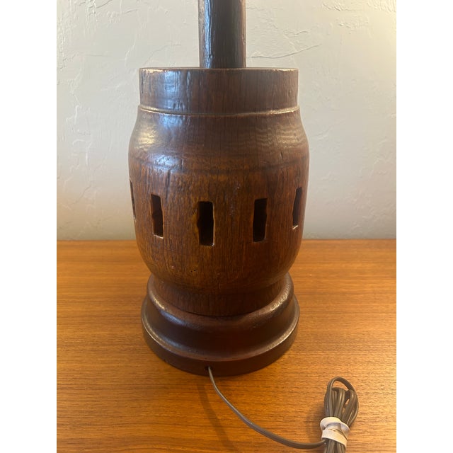 Vintage Wooden Wagon Wheel Table Lamp For Sale In Naples, FL - Image 6 of 6