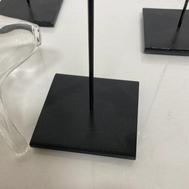 Abstract Glass Sculptures on Metal Base For Sale - Image 4 of 5