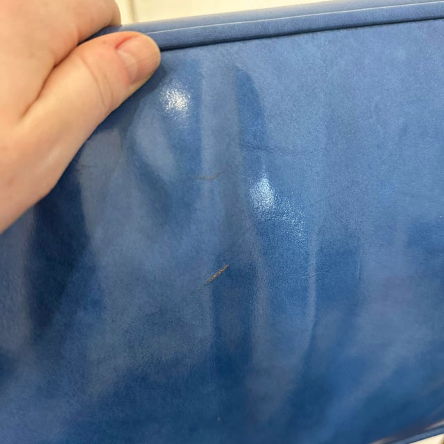 Blue Leather Dunbar Chair For Sale - Image 10 of 11