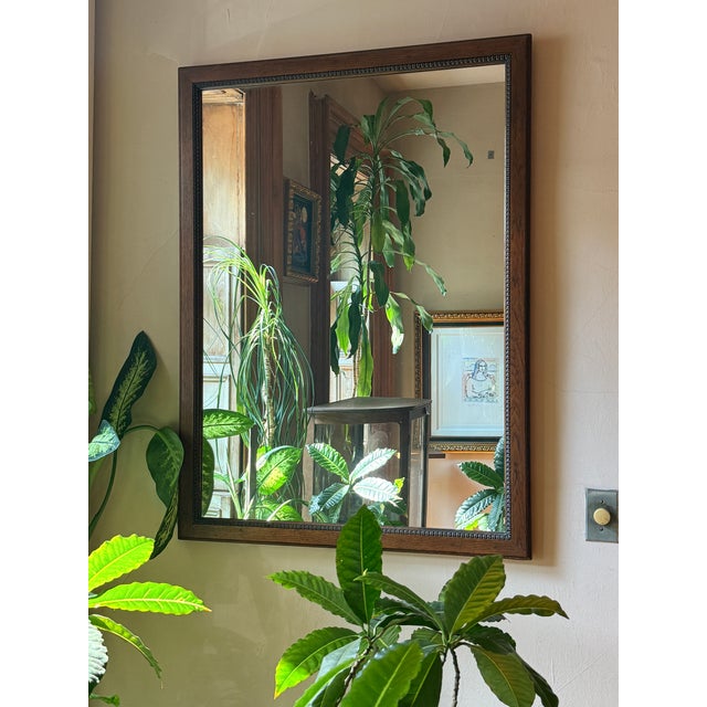 Brown Early 20th Century American Federal Revival Oak Framed Wall Mirror For Sale - Image 8 of 9