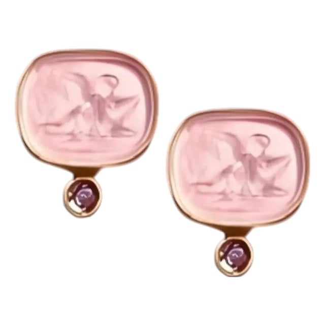 Blush and Sapphire Guardian Angel Earring For Sale