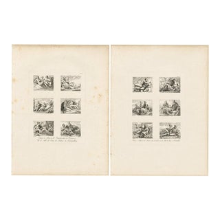 Louis-Pierre Baltard, Nude Primaticcio Fontainebleau Fresco, 1803, Engravings, Set of 2 For Sale