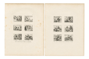 Louis-Pierre Baltard, Nude Primaticcio Fontainebleau Fresco, 1803, Engravings, Set of 2
