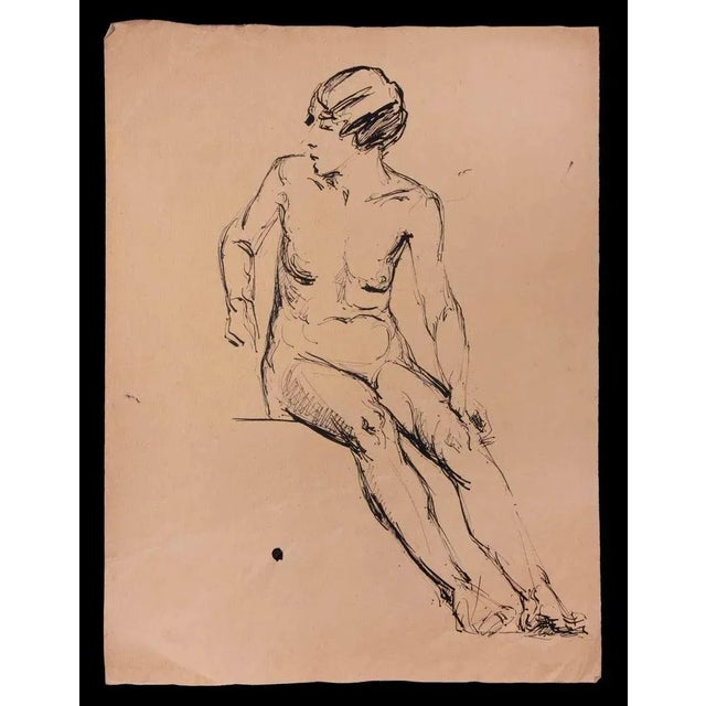 Nude of Woman is an Original China Ink Drawing attributed to Paul Garin and realized in the mid-20th century. Good...