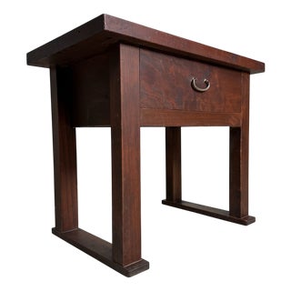Japanese Minimalist Side Table with Drawer, 1920s For Sale