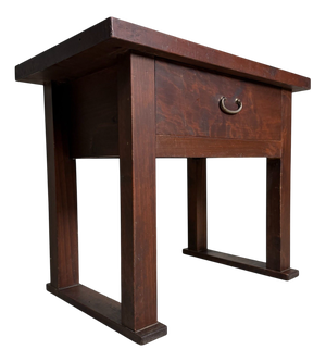 Japanese Minimalist Side Table with Drawer, 1920s