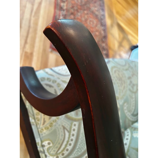 Early 20th Century American Classical Revival / Empire Revival Mahogany Settee With New Paisley Upholstery For Sale - Image 14 of 15