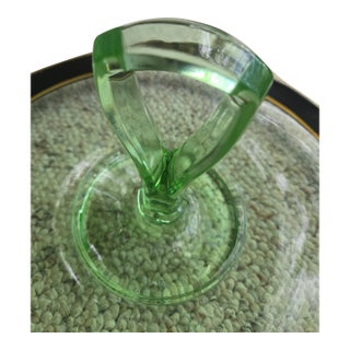 1930s Liberty Works Green Depression Glass Server For Sale