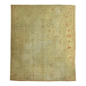 Late 19th Century Antique Zabihi Collection Turkish Oushak Worn Rug