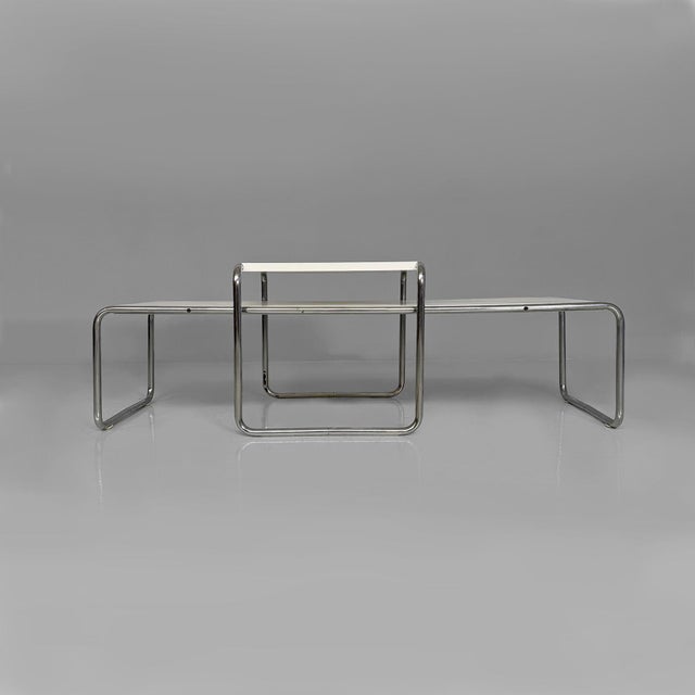 1970s Italian Modern Laccio Coffee Tables in White Laminate attributed to Marcel Breuer for Gavina, 1970s, Set of 2 For Sale - Image 5 of 16