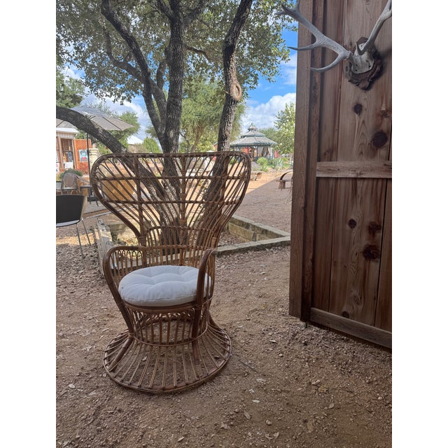 Wood 1950s Rattan High Back Chair in the Style of Gio Ponti and Lio Carminati For Sale - Image 7 of 7