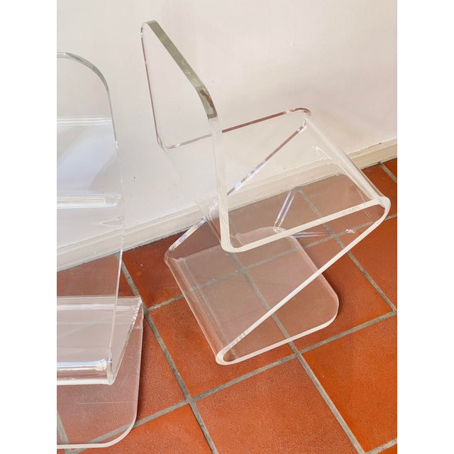 Acrylic Glass Zig Zag Chairs, Set of 2 For Sale - Image 11 of 18