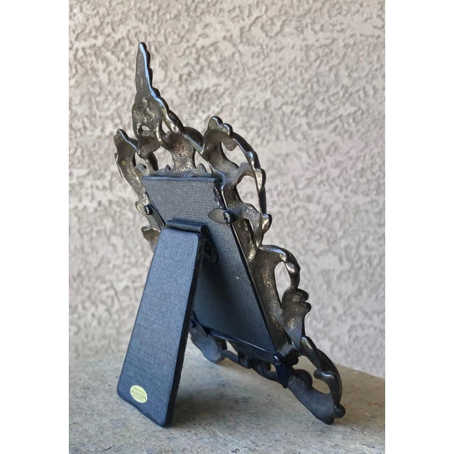 Circa 1980 Baroque-Style Bronze & Gilt Acanthus Leaf Cast Iron Easel Back Picture Frame For Sale - Image 10 of 12